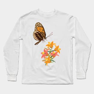 Butterfly And Lilies Long Sleeve T-Shirt